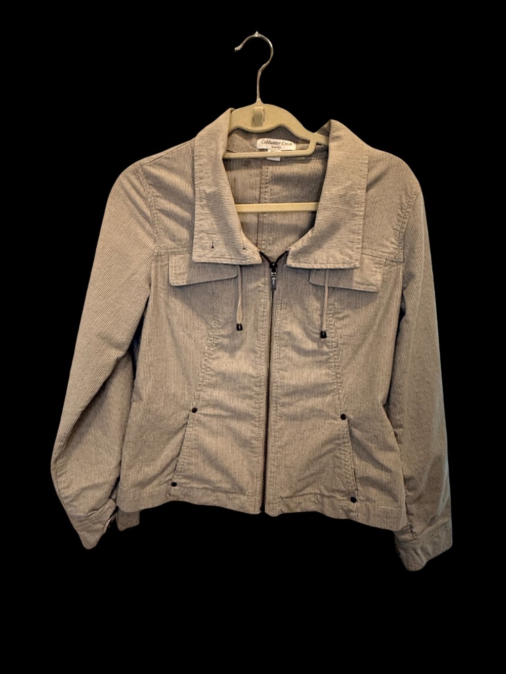 Coldwater Creek Beige Corduroy Zip Front Jacket – Size Small*
